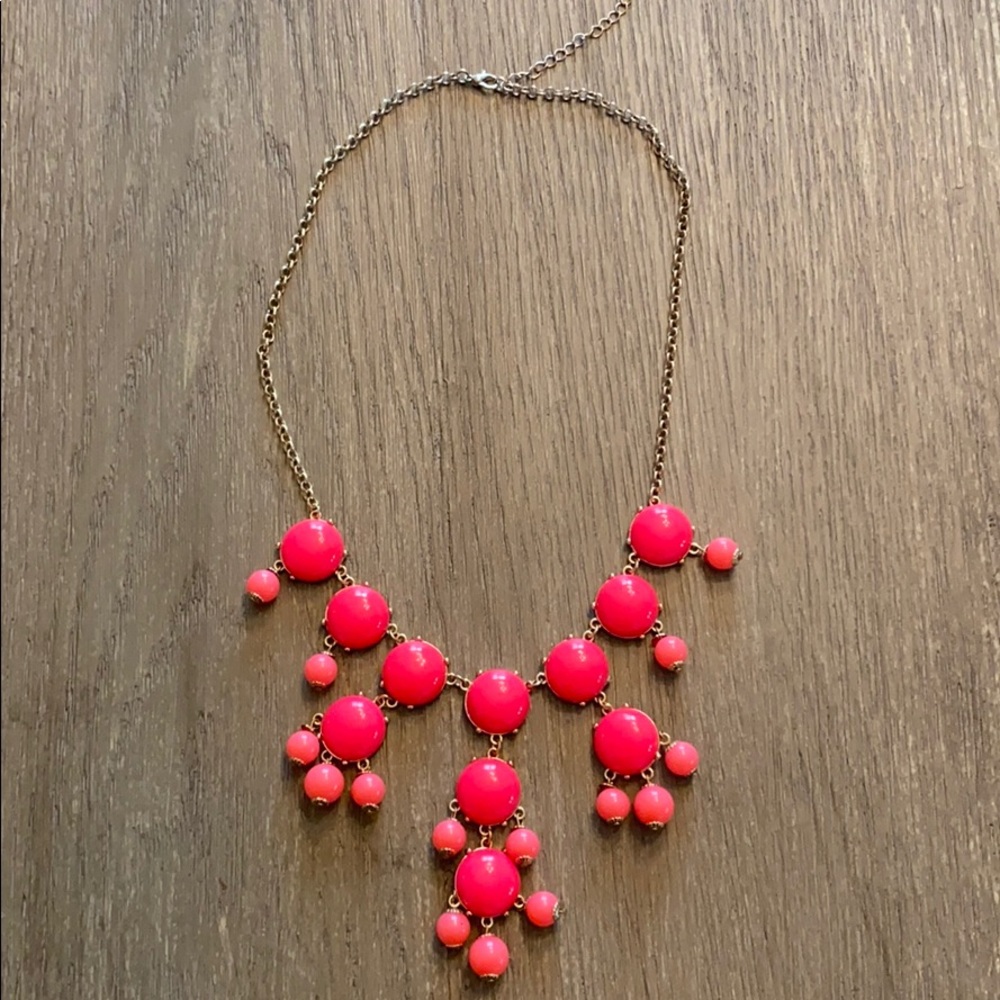 Hot pink beaded statement necklace